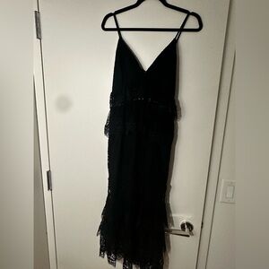 Kendall and Kylie Black Lace Midi Dress with eyelet details